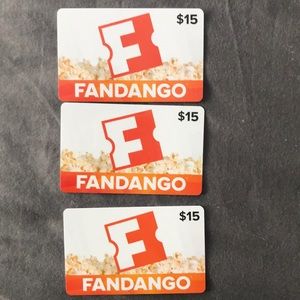 3, $15 fandango gift cards NEVER USED